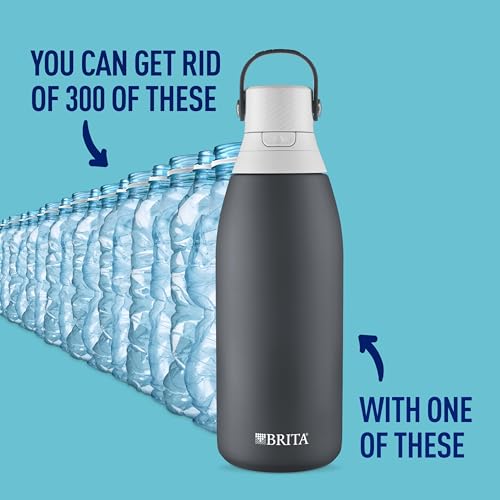 image for Brita Insulated Filtered Water Bottle with Straw, Reusable, Christmas 