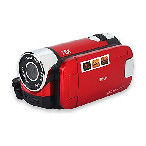 Socobeta Digitaler Camcorder Videokamera Camcorder 16x HD 32g Externe Speicherkarte 270° Drehung Cover