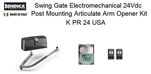Beninca Swing Gate Electromechanical 24Vdc Post Mounting Articulate Arm Opener Kit K PR 24 USA with branding.
