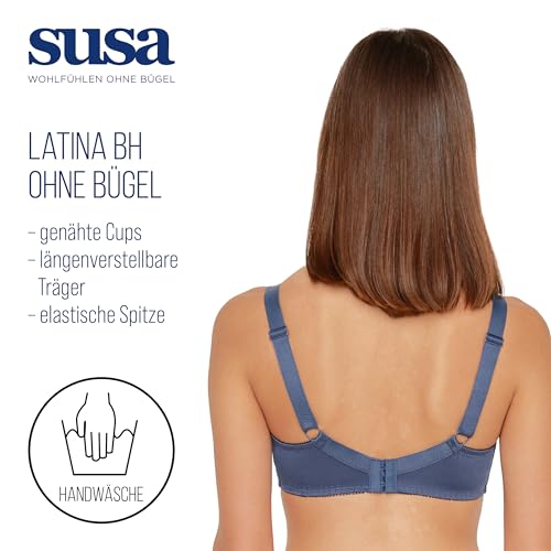 Susa BH Damen ohne Bügel Latina, Damen-BHS mit genähten Cups & längenverstellbarem Träger, Idealer Halt,Häkchenverschluss – Ansicht 3