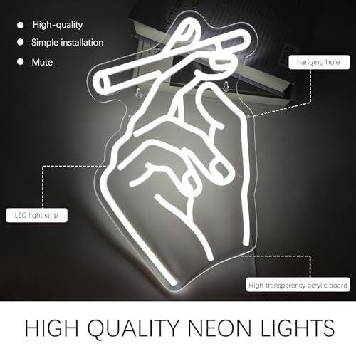 Image of Hand Neon Sign for Wall Decor, Gesture Hand LED Neon Lights Art for Bedroom, Bar, Lounge, Game Room, Club Party Decor Gift for Men
