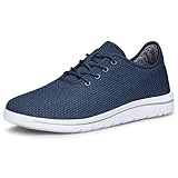 AMANSSE Men's Slip On Walking Shoes Running Comfortable Tennis Breathable Non Slip Athletic Gym Workout Cross Training Fashion Sneakers Navy Blue Size 10.5