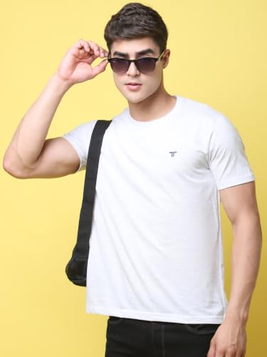 Image of Pinkmint Men's Cotton Blend T-Shirt ll Soild Round Neck T-Shirt ll Stylish Half Sleeve T-Shirt's (Pack of 1)