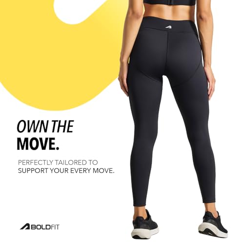 Image of Boldfit Limitless NYLOFLEX HIGH Rise Tights Gym Pants for Women Workout Breathable Tights for Woman Workout Activewear Leggings for Women Ankle Length Stretchable Pants for Woman Gym Lower