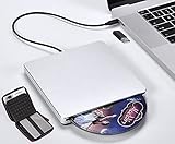 External DVD Drive Portable USB C Superdrive, USB 3.0 Type-C Slot-in CD/DVD Drive Burner Player Reader with USB3.0 Adapter for MacBook Mac Laptop Desktop PC Windows(Silver)