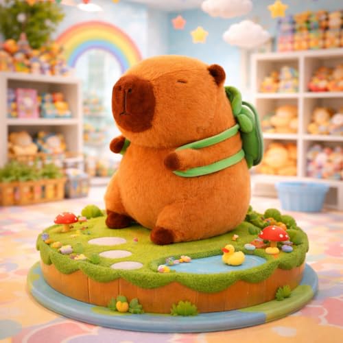 Image of Babique Capybara Soft Toy with Turtle Backpack - 20cm Cute Stuffed Animal Doll for Kids & Toddlers | Snuggle Toy | Gift & Decor