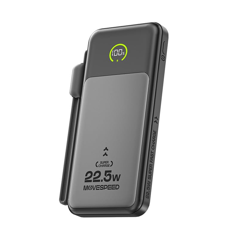 MOVESPEED 10000mAh USB-C Power Bank,22.5W Fast Charging,Built-in Cable Strp - image 1