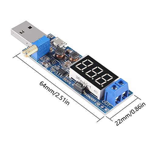 2PCS USB Step UP/Down Power Supply Module, Adjustable DC-DC 5V to 3.5V / 12V Boost Buck Converter Out 1.2V-24V4