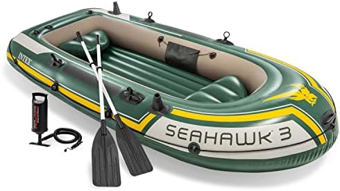 INTEX Seahawk 3-Person Inflatable Fishing Boat Set with Oars and Pump