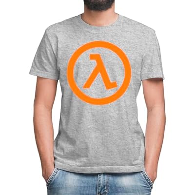 Half Life Logo Classic - Camiseta de manga corta con cuello redondo para hombre, gris, M | Ya disponible en tu tienda friki favorita! En mundofriki.es!