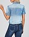 LifeShe Puff Short Sleeve Denim Jacket for Women Summer Cropped Jean Jacket Non-stretch Crop Coat