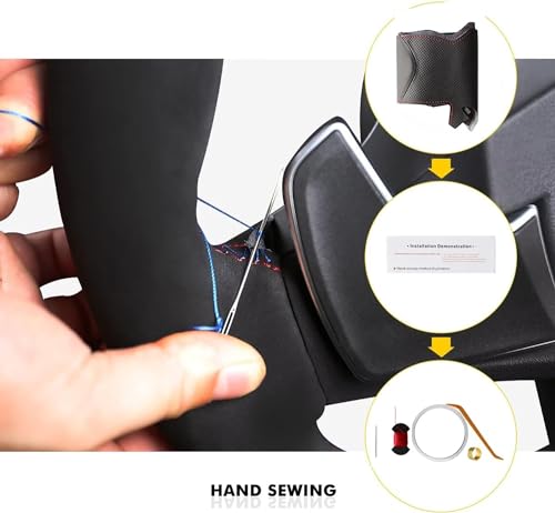 Loncky Custom Stitched Genuine Leather Steering Wheel Cover for Toyota Avalon RAV4 2019 2020 2021 2022 2023 2024/ Camry 2018-2024 / Corolla 2020-2025/Venza 2021-2024 OEM Interior Accessories by Loncky - Used condition - Image 6