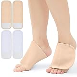 TrelaCo 4 Pcs Castor Oil Foot Pack Kit Castor Oil Compress Reusable Organic Castor Oil Foot Wrap Castor Oil Flannel Cloth with Hook and Loop Strips for Foot, Castor Oil Not Included (White,Khaki)