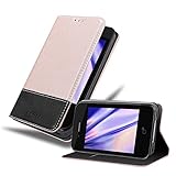 Cadorabo Book Case compatible with Apple iPhone 4 / iPhone 4S in ROSE GOLD BLACK - with Magnetic Closure, Stand Function and Card Slot - Wallet Etui Cover Pouch PU Leather Flip