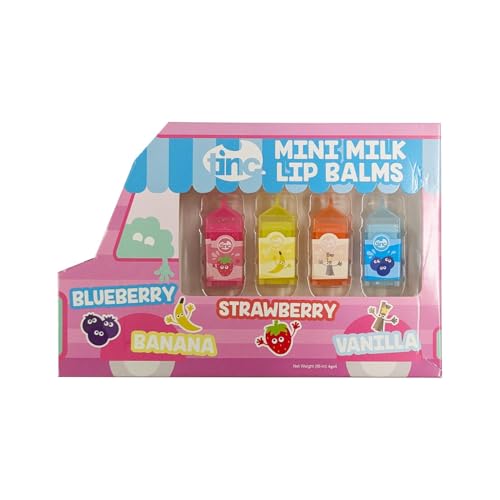 Tinc Baume à Lèvres, Format Mini Carton de Lait, S4 Hydratation Intense, Lot de 4, Saveur Lait Doux, Compact et Pratique pour Emporter Partout, Protection Longue Durée, Lèvres Douces