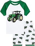 Little Hand Boys Pajamas Toddler Short Sleeve Jammies Tractor Pjs Sleepwear Set Cotton Summer Clothes for Size 6T Kids