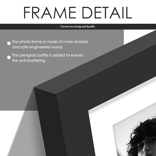 Image of DUENPY 8.5x12 Collage Picture Frame, 5x7 Collage Picture Frame, Displays Double 5x7 inch Photos, Wall Decor Wall Hanging or Tabletop, Black Mat.