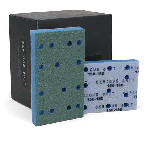 Serious Grit - 3x5 1/2 Foam Sanding Pads - 150-180 Grit Finish - 10 Pack