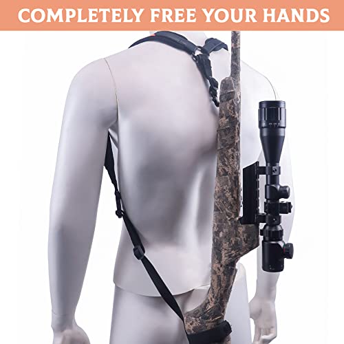 Huntpal Blaze Orange Gun Sling Backpack Rifle Sling Double Shoulder Strap Without Any Mounting Hardware, Universal Neoprene Tactical Hands-Free Backpack Connection Strap For Hunting Shooting Outdoors #TOP3