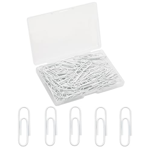 Pocoxll 100 spinaczy do papieru, 2,8 cm spinacze do papieru powlekane winylem do biura, szkoły, majsterkowania, zakładek i organizacji dokumentów (białe)