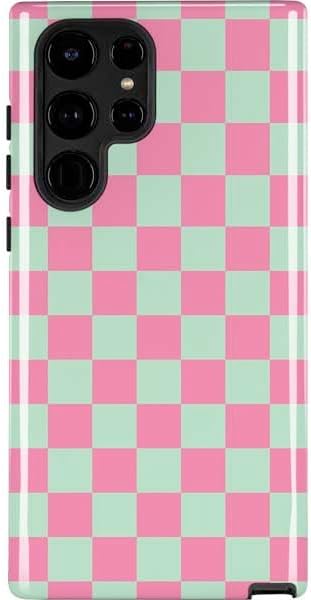 Skinit Pro Phone Case Compatible with Galaxy S22 Ultra - Black and White Checkered Design
