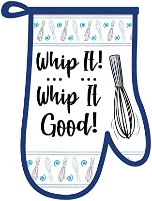 Oven Mitts Funny Whip It Good Kitchen Cooking Accessory Gifts for Mom - Fun Mitts Gift for Cooks, Bakers or Chefs for Women Men (Whip IT, Blue, 2)