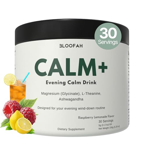 Bloofah Calm+ Evening Drink Mix for Relaxation (Magnesium Glycinate, L-Theanine