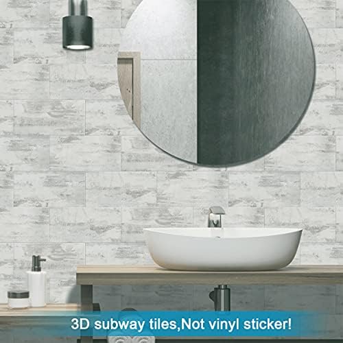 BeNice Tile Stickers Large Self Adhesive Wall Tiles Bathroom Waterproof,Stick on Bathroom Tiles Marble Tiles for Bathroom Walls Stick on Tiles Kitchen Subway Tile(23pcs,Grey)