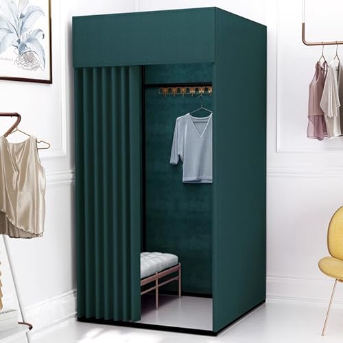 Clothing Store Fitting Room with Shading Curtain Portable Temporary Mobile Privacy Protection Dressing Room Foldable Mall Simple Changing Room for Office Outdoor Activity 200x100x95cm(Dark Green)