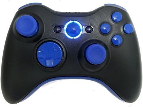 17 Mode Drop Shot, Quick Scope, Auto Aim, Dual Rapid Fire, Reprogrammable Xbox 360 Modded Rapid Fire Controller For COD Advanced Warfare Ghost Mw3 Black Ops Mw 2 with Blue Dpad, Sticks and Led