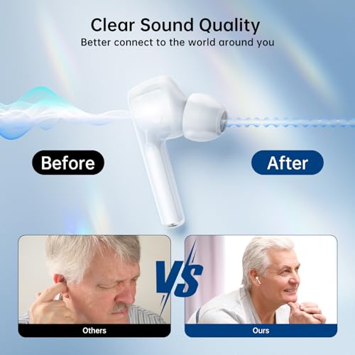 Hearing Aids for Seniors Hearing Loss,Digital Rechargeable Hearing Aid with Clear Sound,OTC Hearing Amplifier for Adults No Squealing,Noise Reduction,4 Volume Control and Charging Case,White - Thumbnail 2