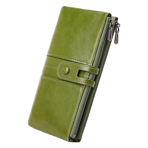 Portefeuille en cuir long sac à main femme grande capacité vert élégant pour cartes
