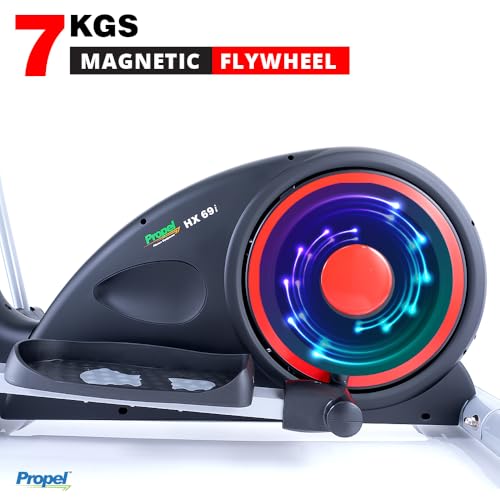 Image of Propel HX 69i Silent Elliptical Cross Trainer for Home | 7 Kg Flywheel | 16 inch Extended Natural Stride | 8-Level Magnetic Resistance | 120 Kg Capacity | LCD Display | Pulse Sensors | Anti-Slip Pedals