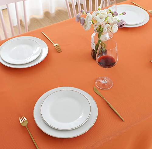 Image of FOLINS&HOME Orange Rectangle Tablecloth 60 x 84 Inch Waterproof Table Cloth