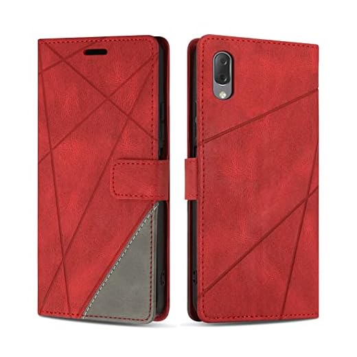 SONWO Hülle für Sony Xperia L3, Premium PU Leder Handyhülle Flip Case Wallet Lederhülle Silikon Schutzhülle Klapphülle für Sony Xperia L3, Rot