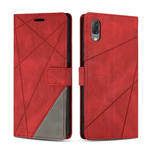 SONWO Etui Coque pour Sony Xperia L3, Protection Housse en Cuir PU Portefeuille Livre pour Sony Xperia L3, Emplacements Cartes, Rouge