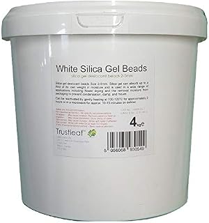 Trustleaf 4kg Tub White Silica Gel Desiccant 2-5mm Beads - Flower Drying (4kg TUB - wb)