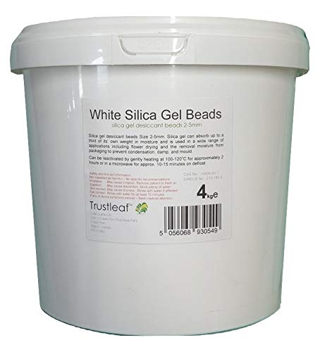 Trustleaf 4kg, 8.8lbs Tub White Silica Gel Desiccant, 2-4mm Beads - Dehumidify - Flower Drying - 3D Printing - Storage — image 1