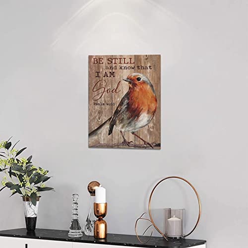 Country Bird Wall Art Rustic Farmhouse Robin Redbreast Pictures Wall Decor Canvas Print Inspirational Painting Framed Home Artwork For Bathroom Living Room Bedroom Kitchen Office 12"X16" #TOP2