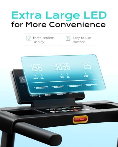Image of TREAFLOW Walking Pad with Incline, Foldable Treadmill with Handrail for Home Office, Portable Walking Machine, Low Noise, LED Display, 6.2 MPH