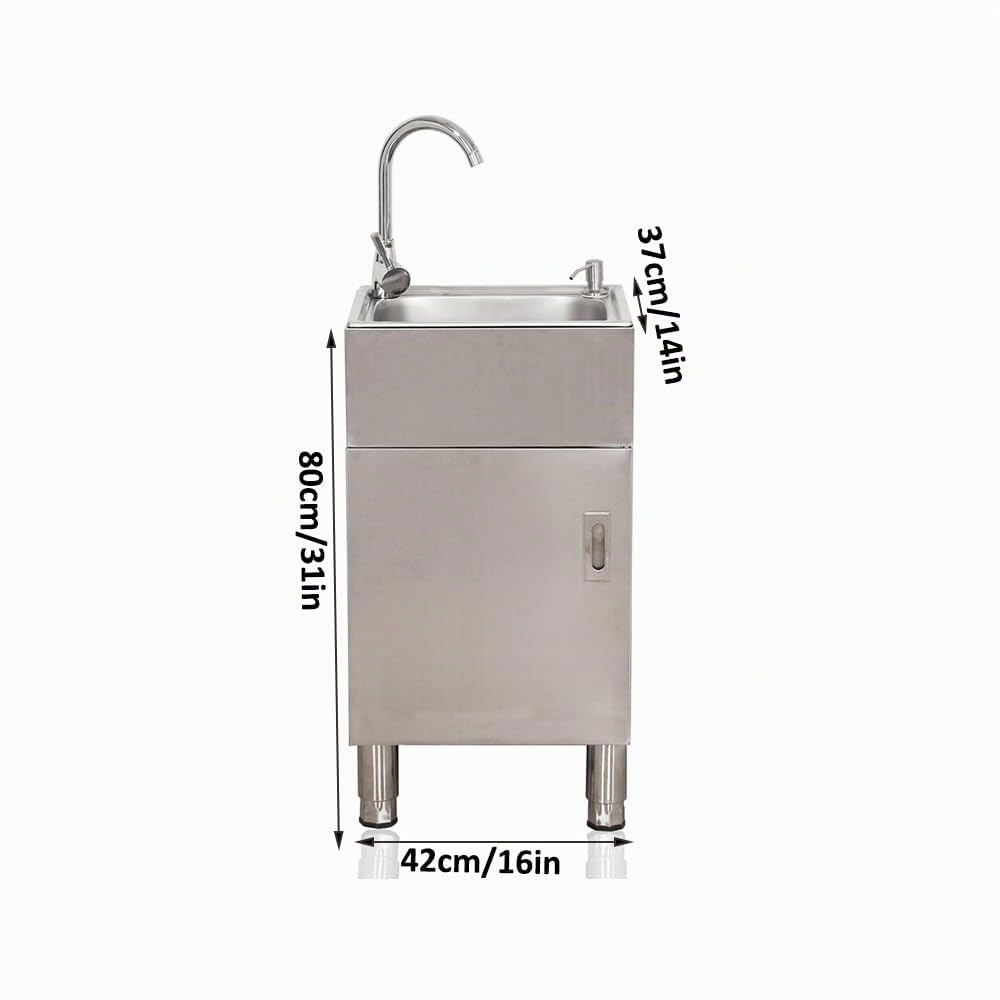 Kit De Fregadero Independiente Para Cocina Exterior Con Mueble, Fregadero Comercial De Acero Inoxidable De Un Seno Con Patas Ajustables Para Exteriores, Fregaderos De Lavandería Para Garajes