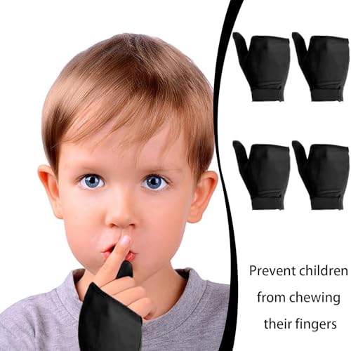 Image of 4pcs Thumb Sucking Guard Gloves Kids Anti Thumb Sucking Glove Chewy Compression Thumb Sucking Stop Nail Biting Finger Biting Glove for Kids Thumb Guard for Ages 5-12