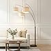 Brightech Trilage Arc Floor Lamp - Large Standing Lamp with 3 Fabric Shades & LED Bulbs for Living Room Over The Sofa, Reading, Multi-Head Traditional Tree Floor Lamp for Bedroom - Oil Rubbed Bronze