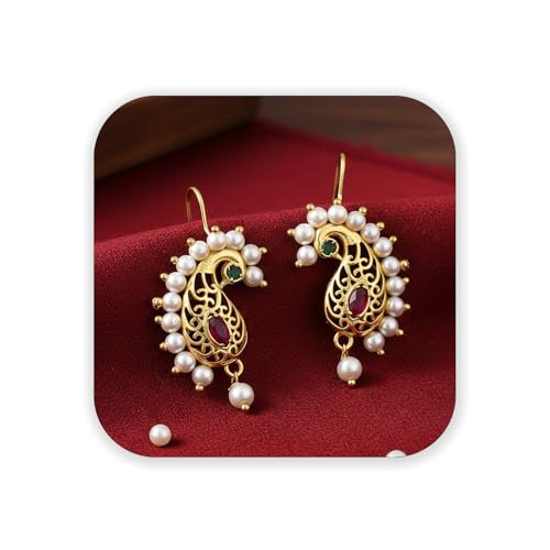 Fashions Half Moon Or Peacock Shape Maharashtrian Traditional Press on Bugadi Upper Ear Clip on Earrings For Women & Girls