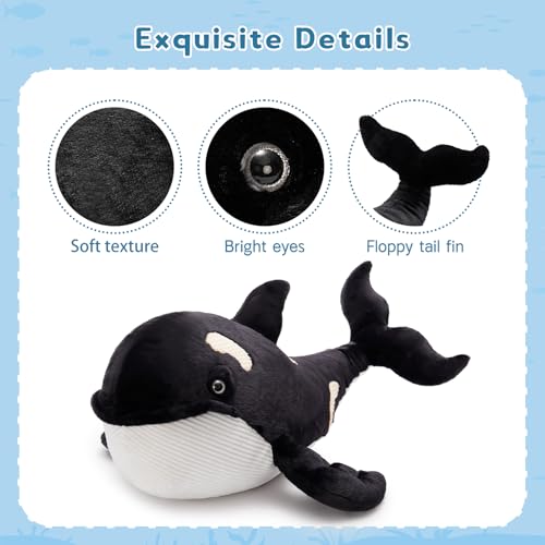 Image of MorisMos 31Inch Orca Stuffed Animal, Realistic Stuffed Orca Plush Toy, Soft Killer Whale Stuffed Animal Toy Sea Animal Gift for Kids Birthday Christmas