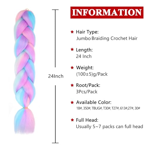Xtrend 3 Packs 24 Inch Jumbo Braiding Hair for Twist Box Bradis for Women(3 Packs, P1#), 24 Inch (Pack of 3) - Image 2