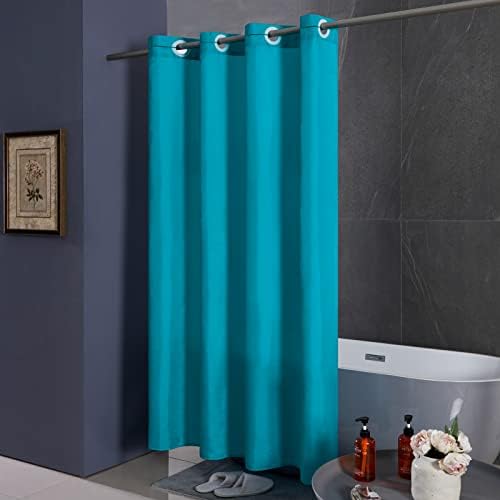 Furlinic Anti Mould Teal Shower Curtain Extra Wide 240cm Waterproof Bath Curtains Polyester Fabric Machine Washable for Wet Room Bathroom 96x72 Inch.