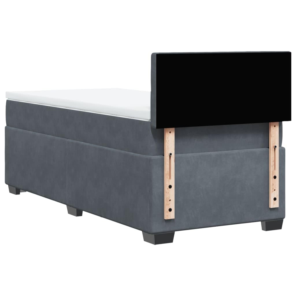 vidaXL Boxspringbett, Polsterbett Bett mit Matratze, Bettgestell mit Kopfteil Lattenrost, Einzelbett für Schlafzimmer, Dunkelgrau 90x200cm Samt