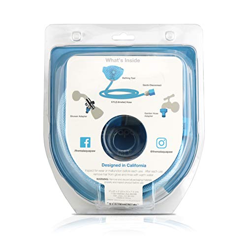 Aquapaw Pet Bathing Tool – Sprayer and Scrubber in One – Compatible with Indoor Shower or Outdoor Garden Hose – For Dog and Cat Grooming – Garden Hose and Shower Adapters Included
