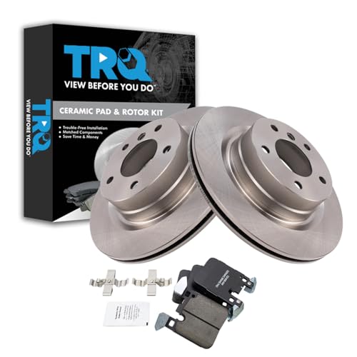 Image of TRQ Rear Brake Pad and Rotor Set Ceramic Rotors Compatible with 2014-2015 BMW 328i